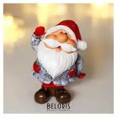 Сувенир полистоун "Дед мороз в сером кафтане в колпаке/шапке" 7,5х6,3х3,8 см