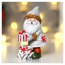 Сувенир полистоун "Дедушка мороз с подарками" 10х4,9х6,5 см