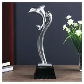 Сувенир полистоун "Дельфин" чёрнённое серебро 30х7х12,5 см