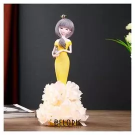 Сувенир полистоун "Девушка в короне, платье русалка с цветочной юбкой" 29,5х13х13 см