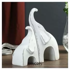 Сувенир полистоун "Два слоника - мамина забота" набор 2 шт 17,5х17х6,5 см