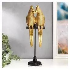 Сувенир полистоун "Два золотых попугая на жёрдочке" 36х12х10 см