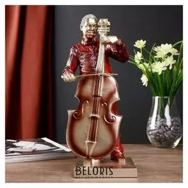 Сувенир полистоун "Джазмен - контрабас" 31х12х12 см