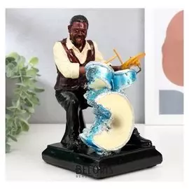 Сувенир полистоун "Джазовый музыкант - барабанщик" 23х15х12,7 см