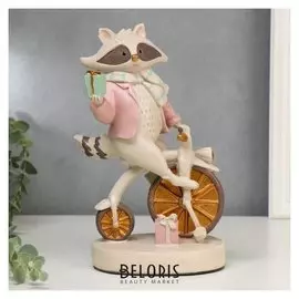 Сувенир полистоун "Енотик на велосипеде" 24х15,5х9,7 см