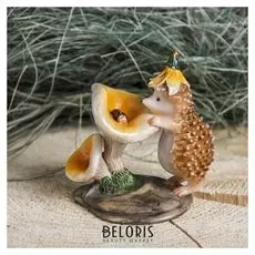 Сувенир полистоун "Ежик и гриб" 8х5,5х8,5 см