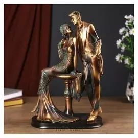 Сувенир полистоун "Флирт" бронза с зелёным 34х12,5х21,7 см