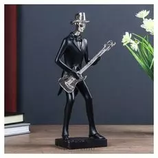 Сувенир полистоун "Гитарист" чёрный с серебром 29х7,5х12 см