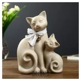 Сувенир полистоун "Кошка с бантом и котёнком" 20х15,5х8,5 см