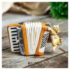 Сувенир полистоун "Котёнок баянист" 11х3.5х6.5cm