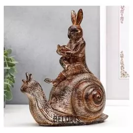 Сувенир полистоун "Кролик с книгой на улитке" 20х17х8 см