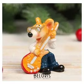 Сувенир полистоун "Крысик-гитарист" 5,4х3,7х4,5 см