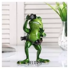 Сувенир полистоун лак "Лягуха-фотограф" 17х12х7,5 см