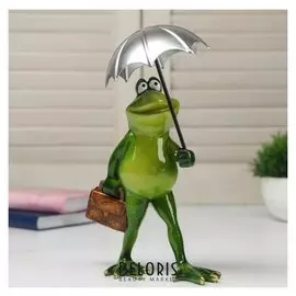 Сувенир полистоун лак "Лягуха под зонтом" 21,5х9,5х16 см