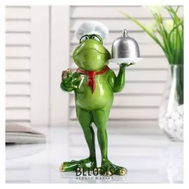 Сувенир полистоун лак "Лягуха-повар" 20х11х7,5 см