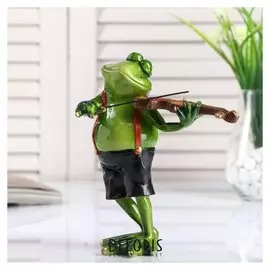 Сувенир полистоун лак "Лягуха-скрипач" 17,5х15х11 см