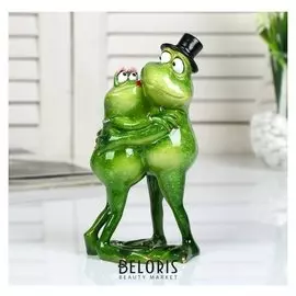 Сувенир полистоун лак "Лягухи - семейная пара" 19х9х10 см