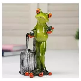 Сувенир полистоун лак "Лягушонок с чемоданом" 15,8х6,8х8,5 см