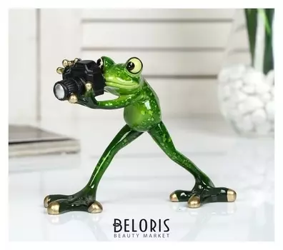 Сувенир полистоун лак "Лягушонок с фотоаппаратом" 15х12х12 см