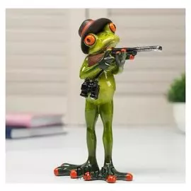 Сувенир полистоун лак "Лягушонок с ружьём" 17,5х5,3х13 см
