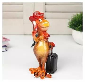 Сувенир полистоун лак "Петух с чемоданом" 18,5х8,8х15 см