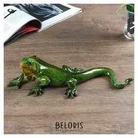 Сувенир полистоун лак "Зелёная игуана" 9,5х32х13,5 см