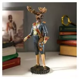 Сувенир полистоун "Лоcь в синем мундире с шляпой" 25х10,5х11 см