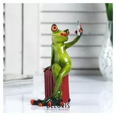 Сувенир полистоун "Лягушка селфи" 14,5х9 см