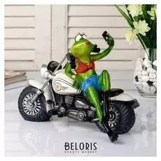 Сувенир полистоун "Лягушка селфи на мотоцикле" 25см