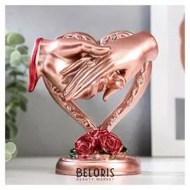 Сувенир полистоун "Любовь и верность" золото с красным 12,5х10х7 см