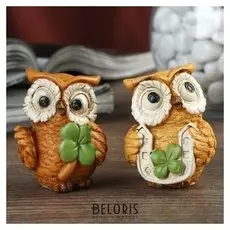 Сувенир полистоун Lucky "Филин моно с клевером" 5,5х4,5х3,5 см