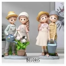 Сувенир полистоун "Малыши садоводы" 19х10х6,8 см