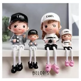 Сувенир полистоун "Малыши в кепках" набор 4 шт 11х3,5х4 19х5,5х5,5 см