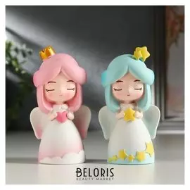 Сувенир полистоун "Малышка-ангелочек с сердцем/звездой" 9,5х5,3х3,7 см