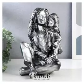 Сувенир полистоун "Мама с дочкой" серебро 25х20х15 см