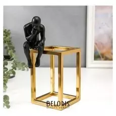 Сувенир полистоун, металл "Мыслитель" чёрный с золотом 22,5х10х13,5 см