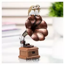 Сувенир полистоун миниатюра "Два филина на граммофоне" 11,8х6х7,3 см