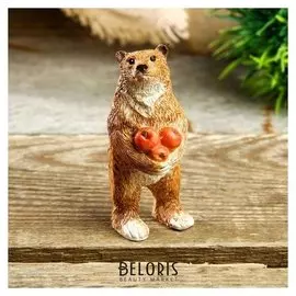 Сувенир полистоун миниатюра "Мишка с яблоками" 7х3,5х3 см