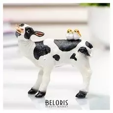 Сувенир полистоун миниатюра "Пятнистая коровка с птичками на спине" 7,6х3,4х8,5 см