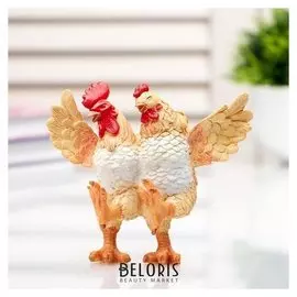 Сувенир полистоун миниатюра "Танцы петухов" 10х9,5х10,5 см