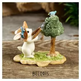 Сувенир полистоун миниатюра "Зайчонок-садовник" 6,5х4,5х6,5 см