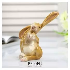 Сувенир полистоун миниатюра "Заяц-дурашка" 10х6,5х8,5 см