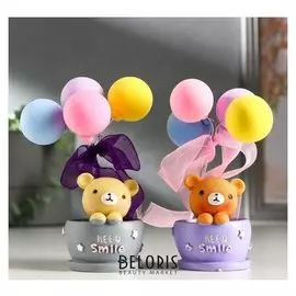 Сувенир полистоун "Мишка в кружке с воздушными шариками" 11,7х6х6 см
