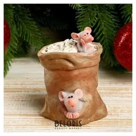 Сувенир полистоун "Мышата в мешке с рисом" 10х7х7 см