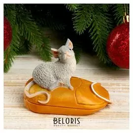 Сувенир полистоун "Мышка на компьютерной мышке" 8х6,5х10,6 см