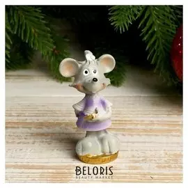 Сувенир полистоун "Мышка врединка с монетками" 6,5х3,8х3,2 см