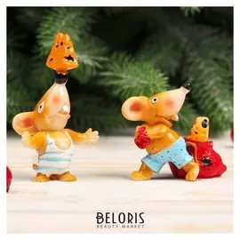 Сувенир полистоун "Мышустик-атлет с сыром" 5х5,2х3,1 см