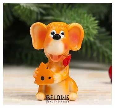 Сувенир полистоун "Мышустик с кусочком сыра" 5,2х3,5х3,5 см