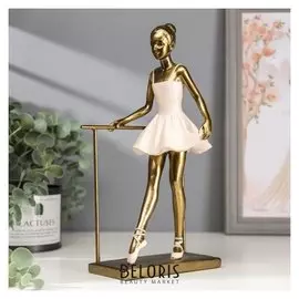 Сувенир полистоун "Начинающая балерина у станка" белый 26х15х8,5 см