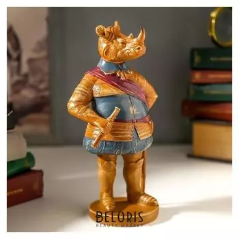 Сувенир полистоун "Носорог-полководец" под дерево 22,5х9х12,5 см